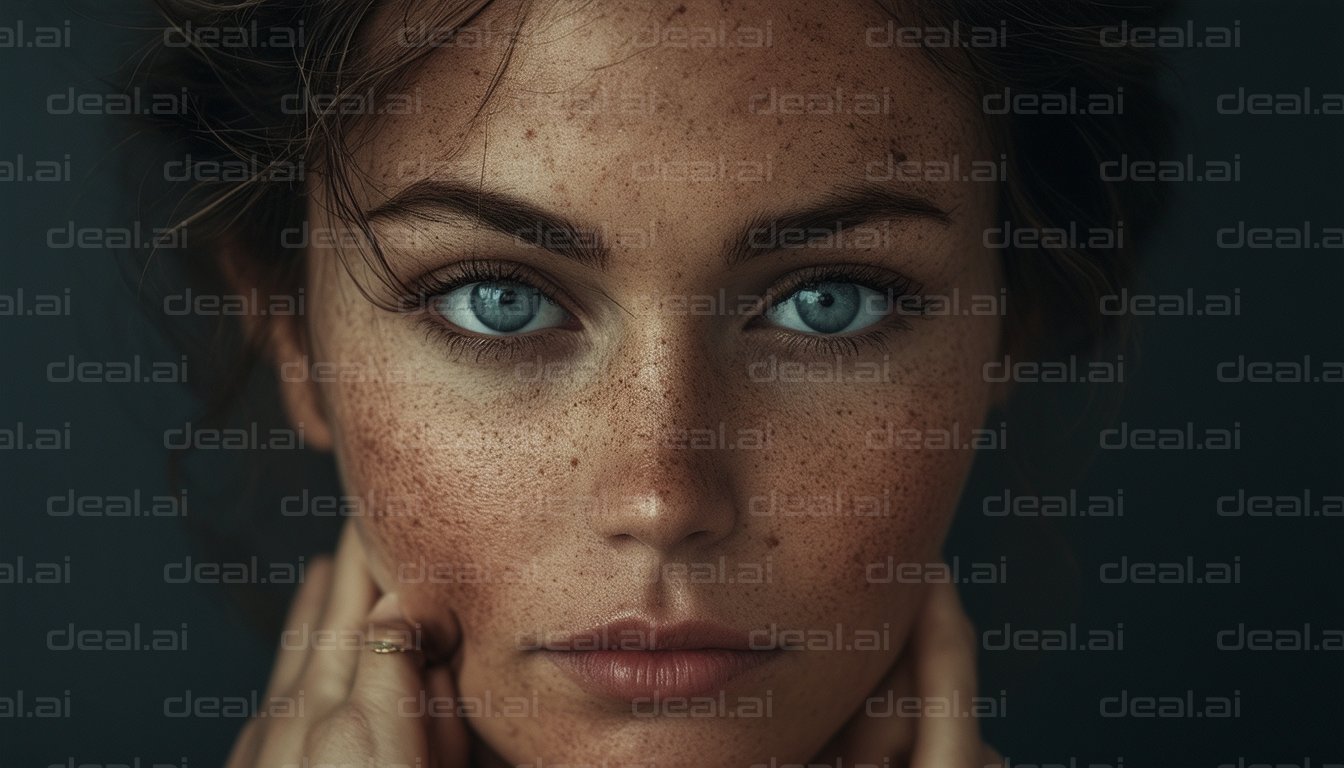 Freckled Beauty with Intense Gaze