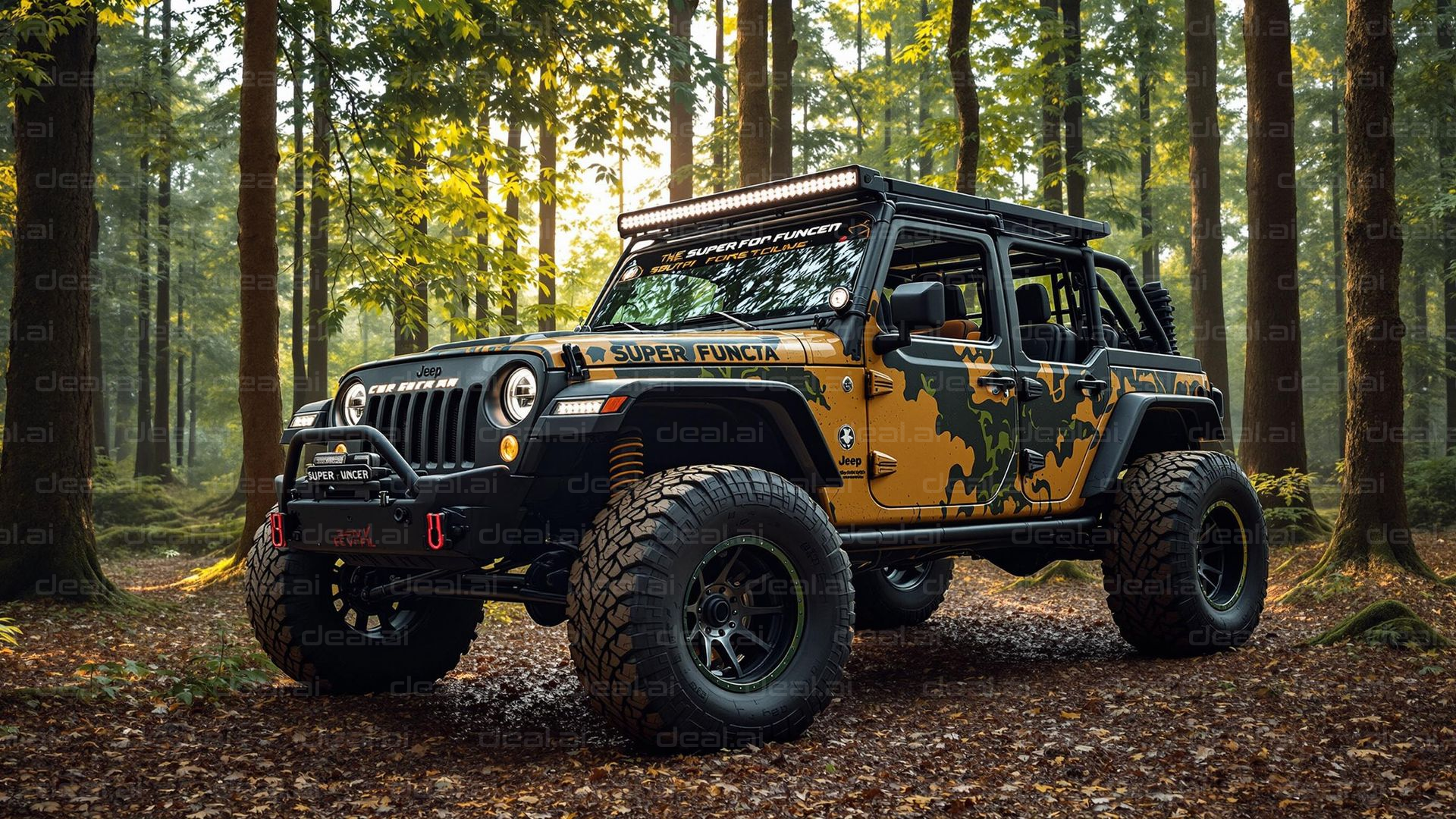 Camouflage Jeep in Forest Adventure
