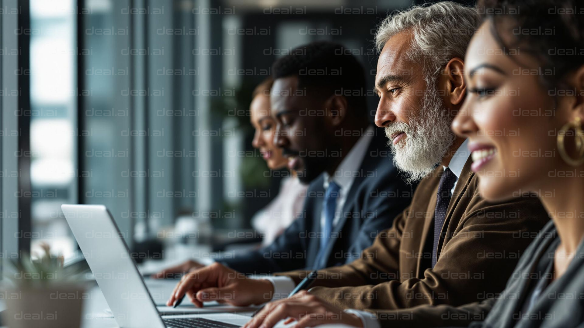 Focused Team at Workstations