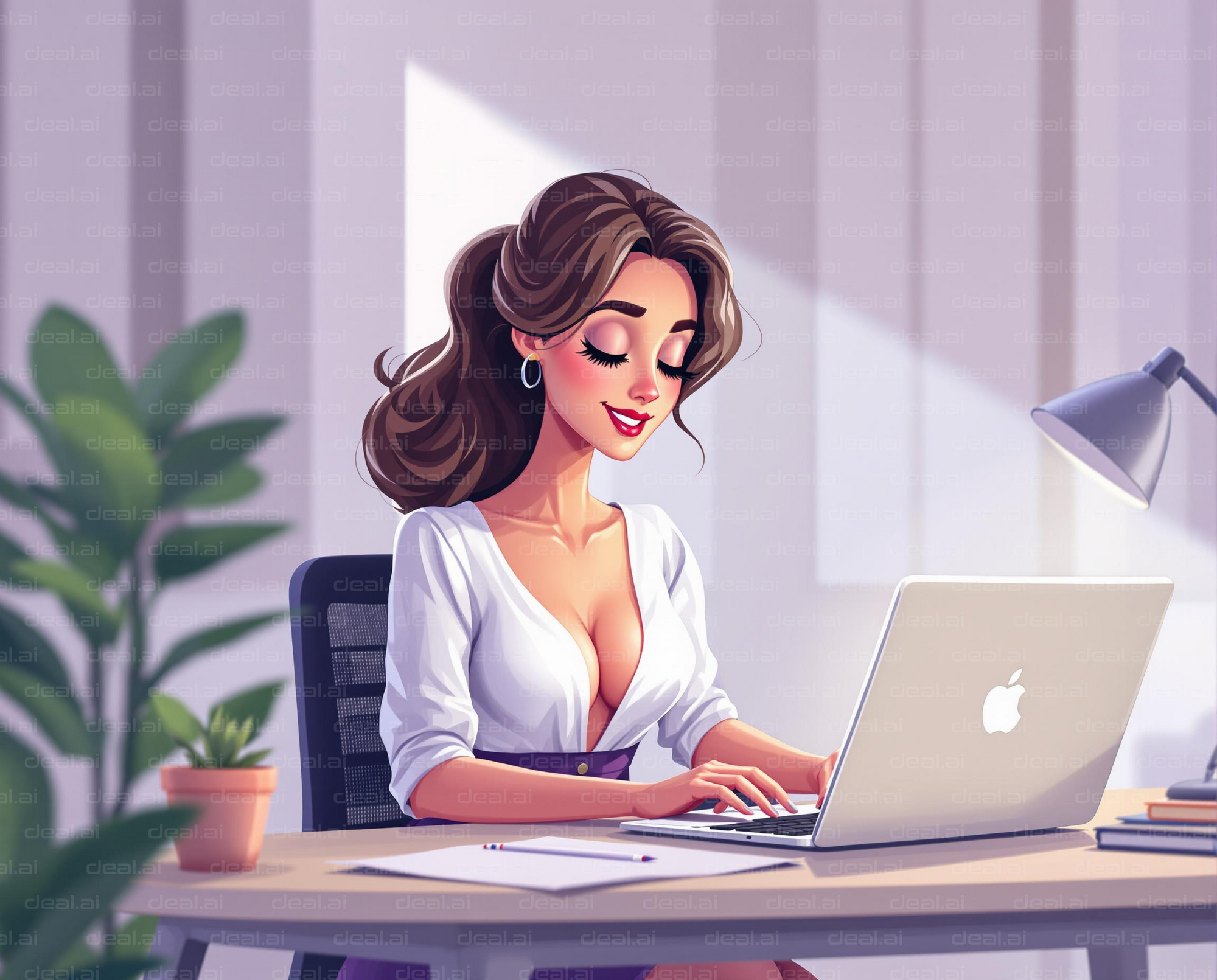 Focused Work in a Bright Office