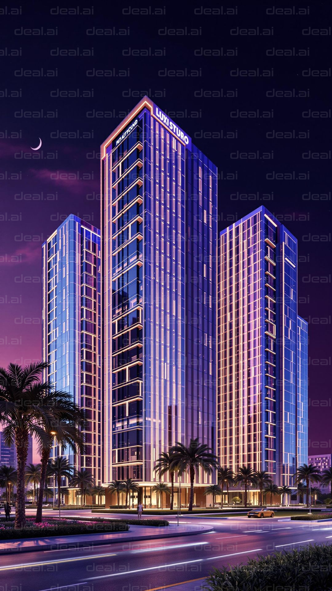 "Modern Towers at Night"