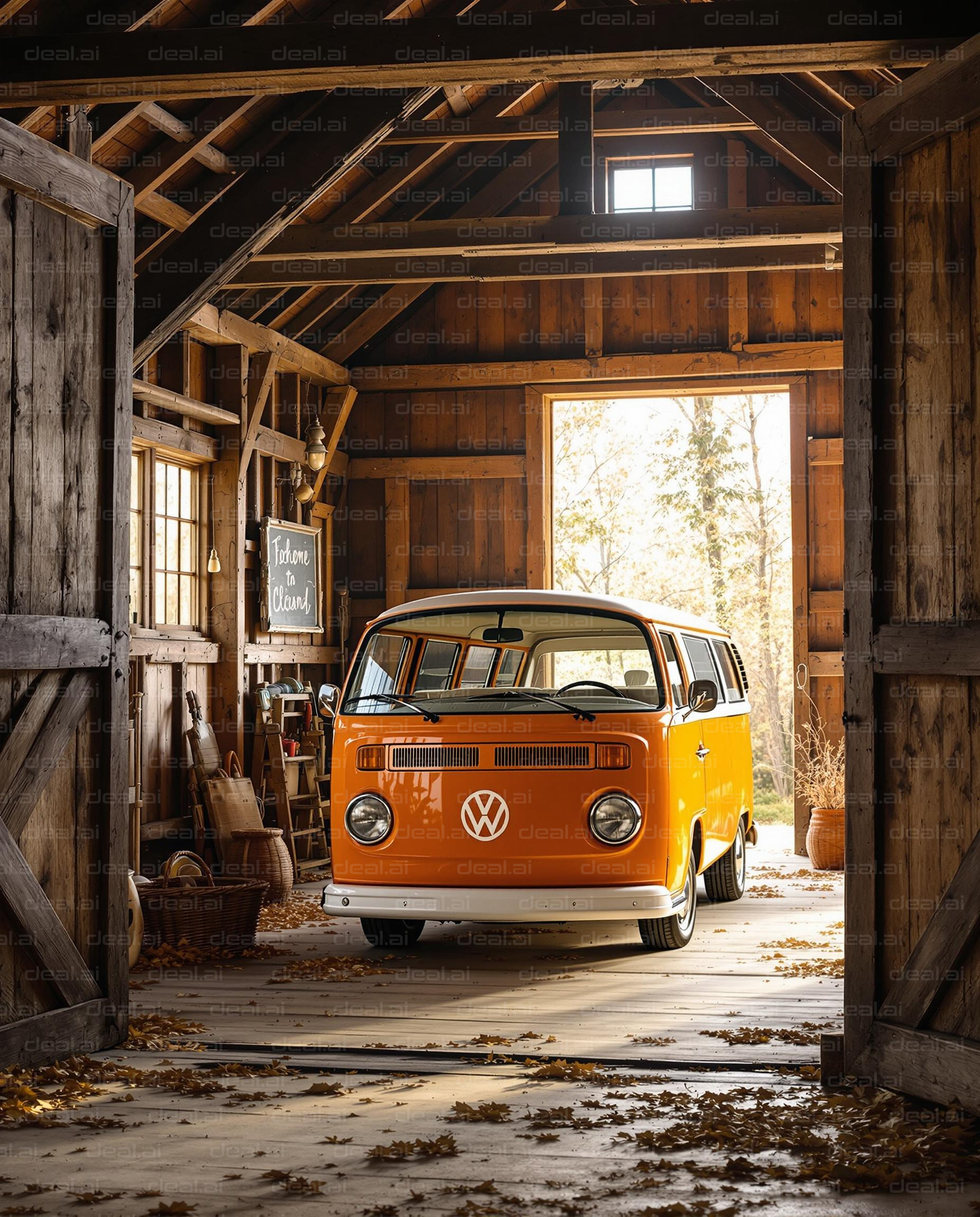 Vintage Van in Cozy Barn Setting