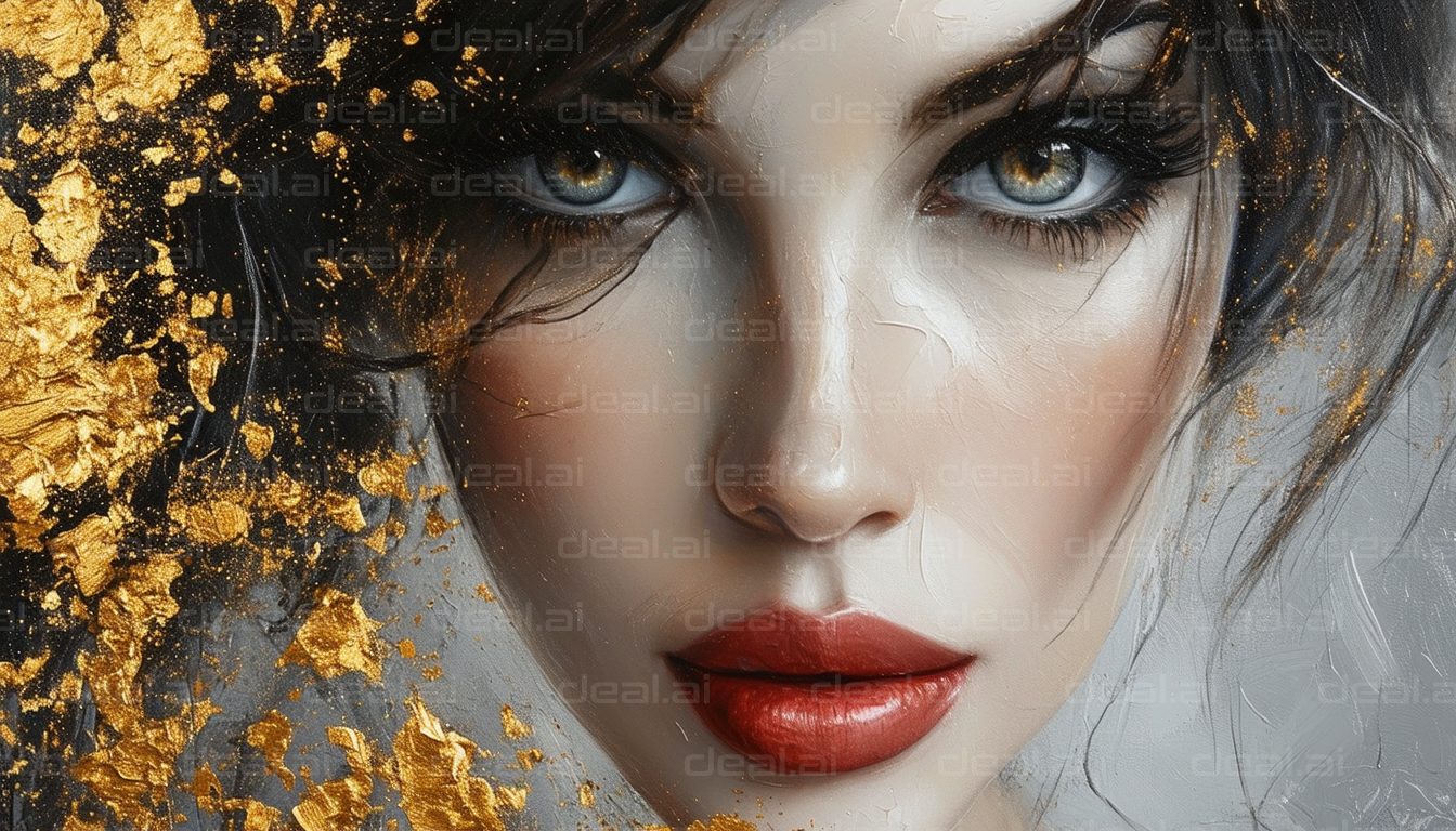 Golden Artistic Portrait of a Woman's Face