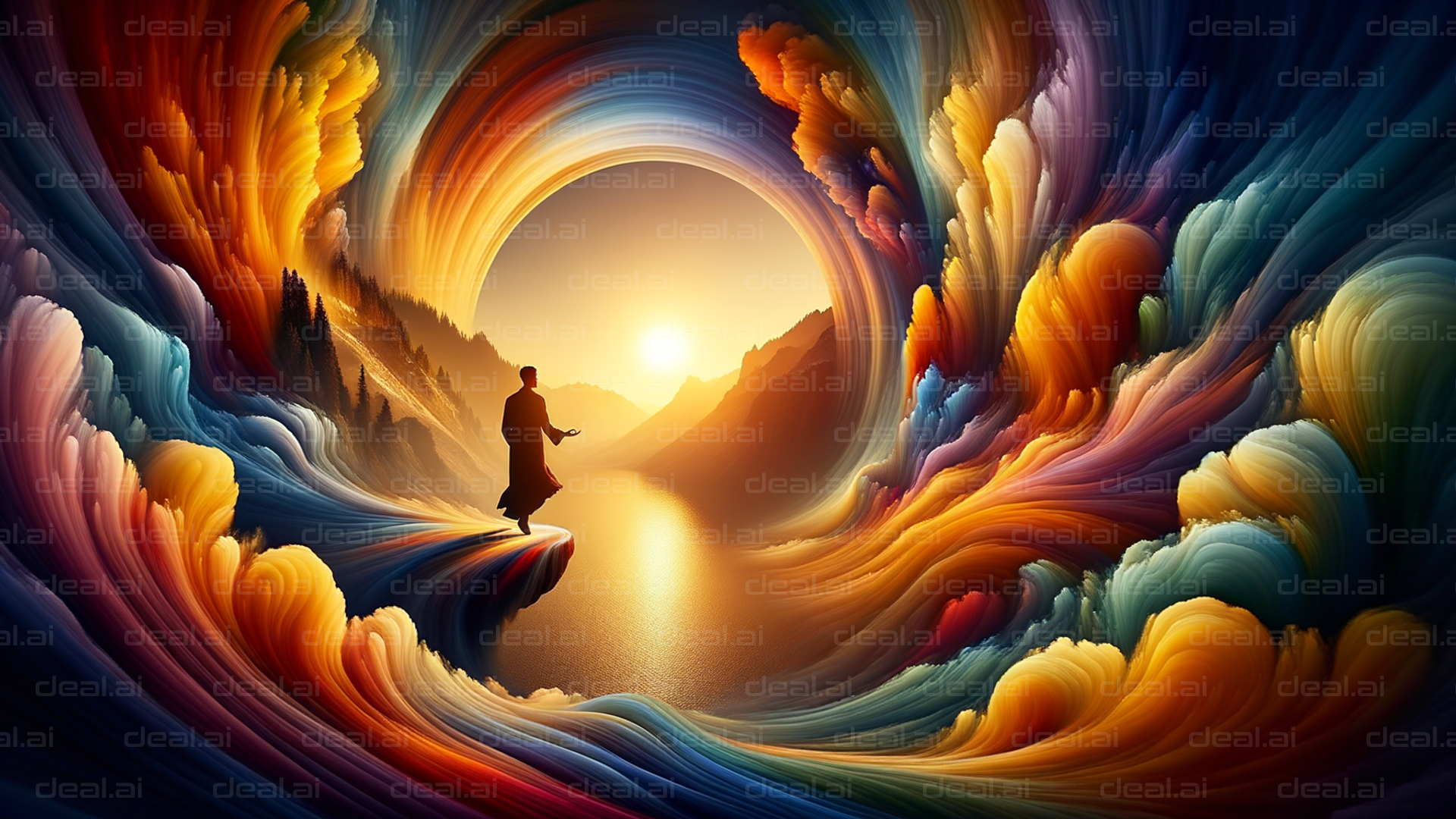 Mystical Journey Through Color Waves