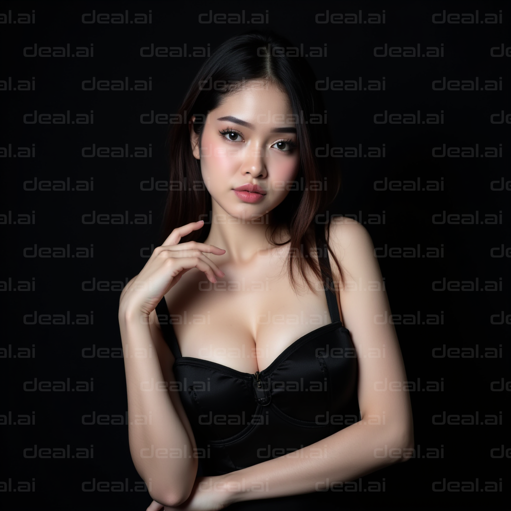 Elegant Portrait Against Black Background