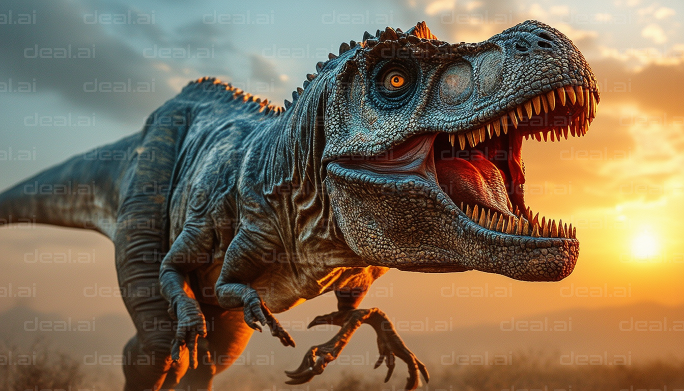 Roaring Dinosaur at Sunset