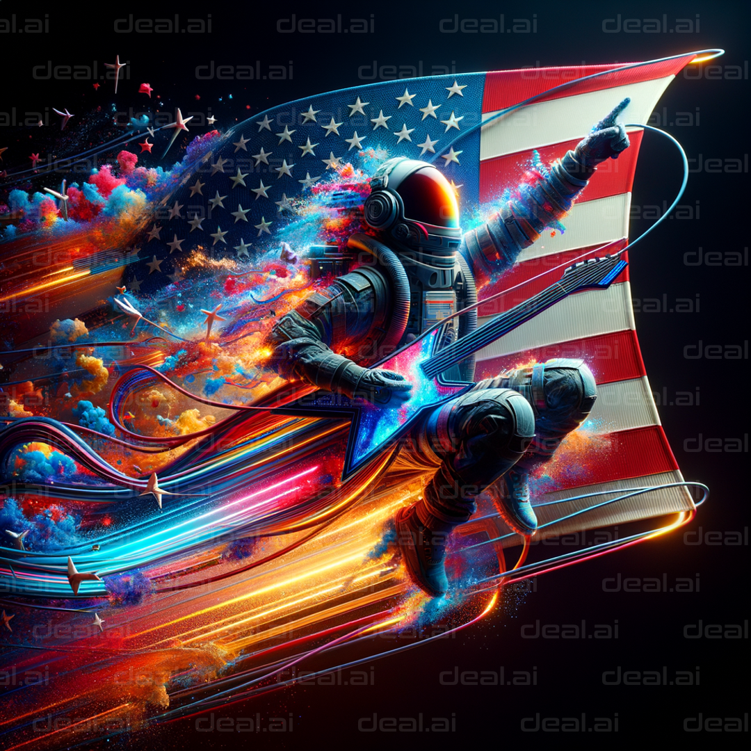 "Rocking Astronaut with American Flag"