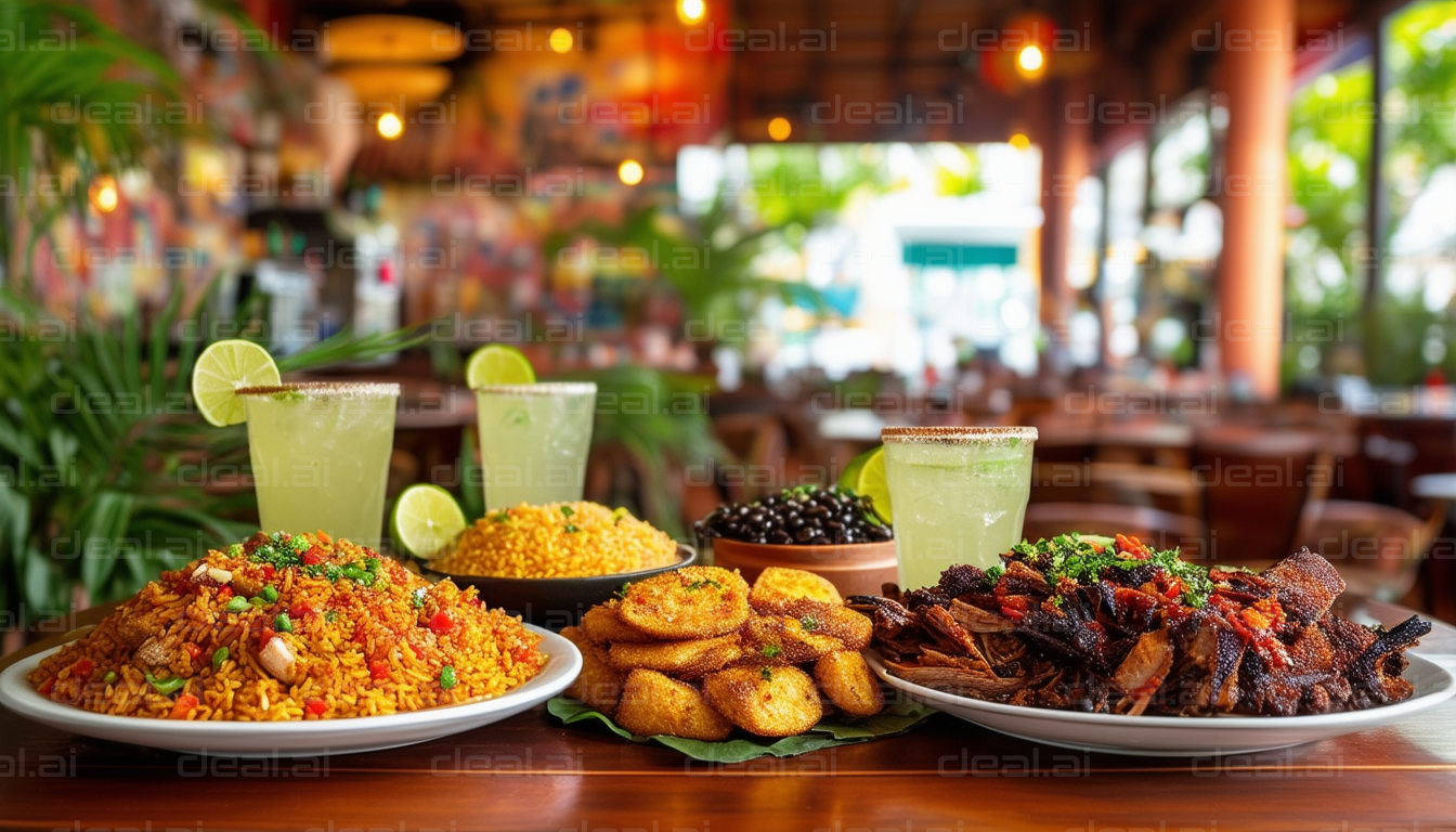 Colorful Feast with Refreshing Drinks