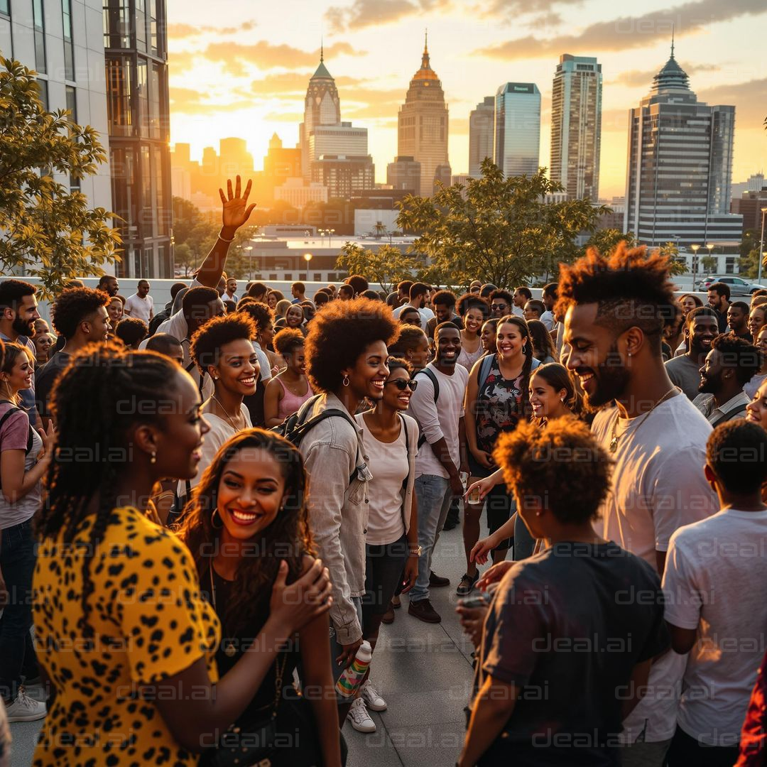 Urban Gathering at Sunset