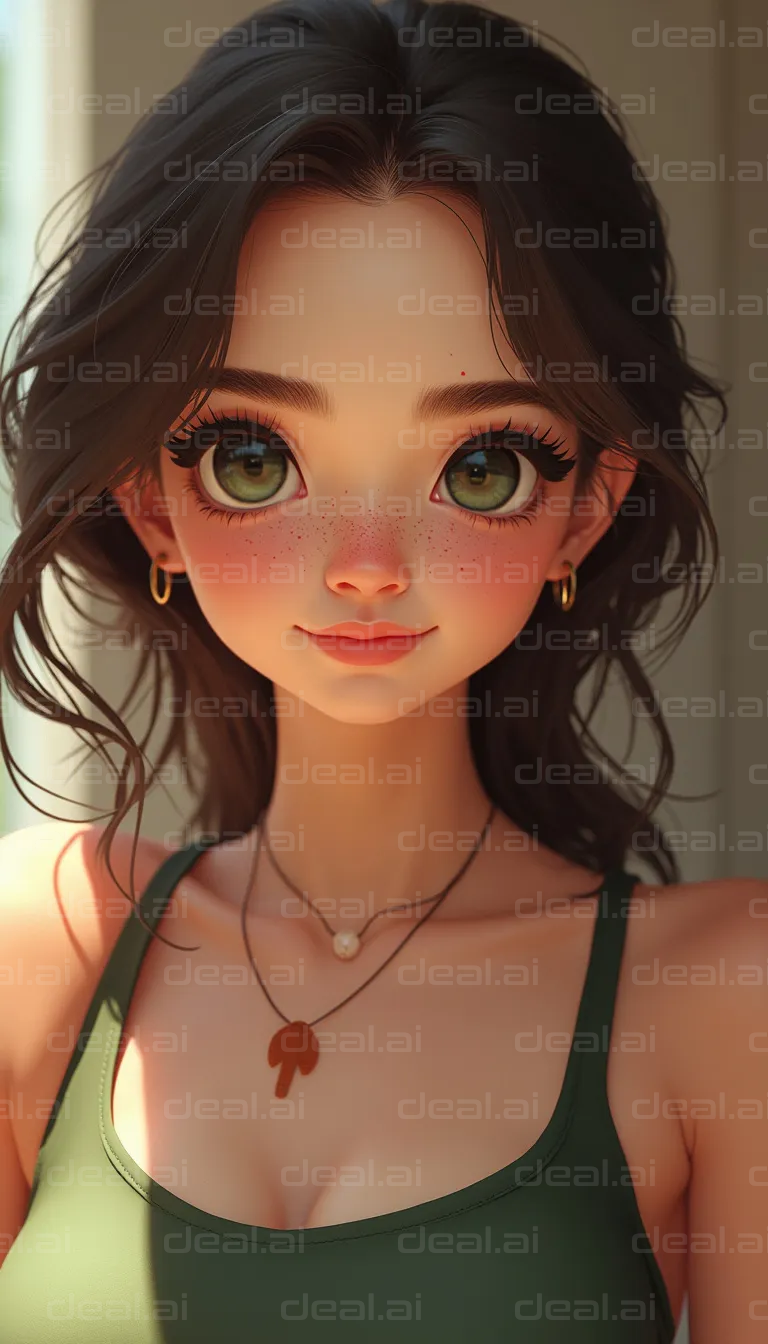 Anime Character with Green Eyes