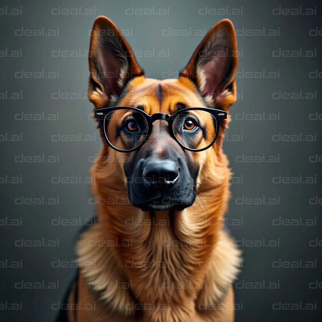 "Smart Pup with Glasses"