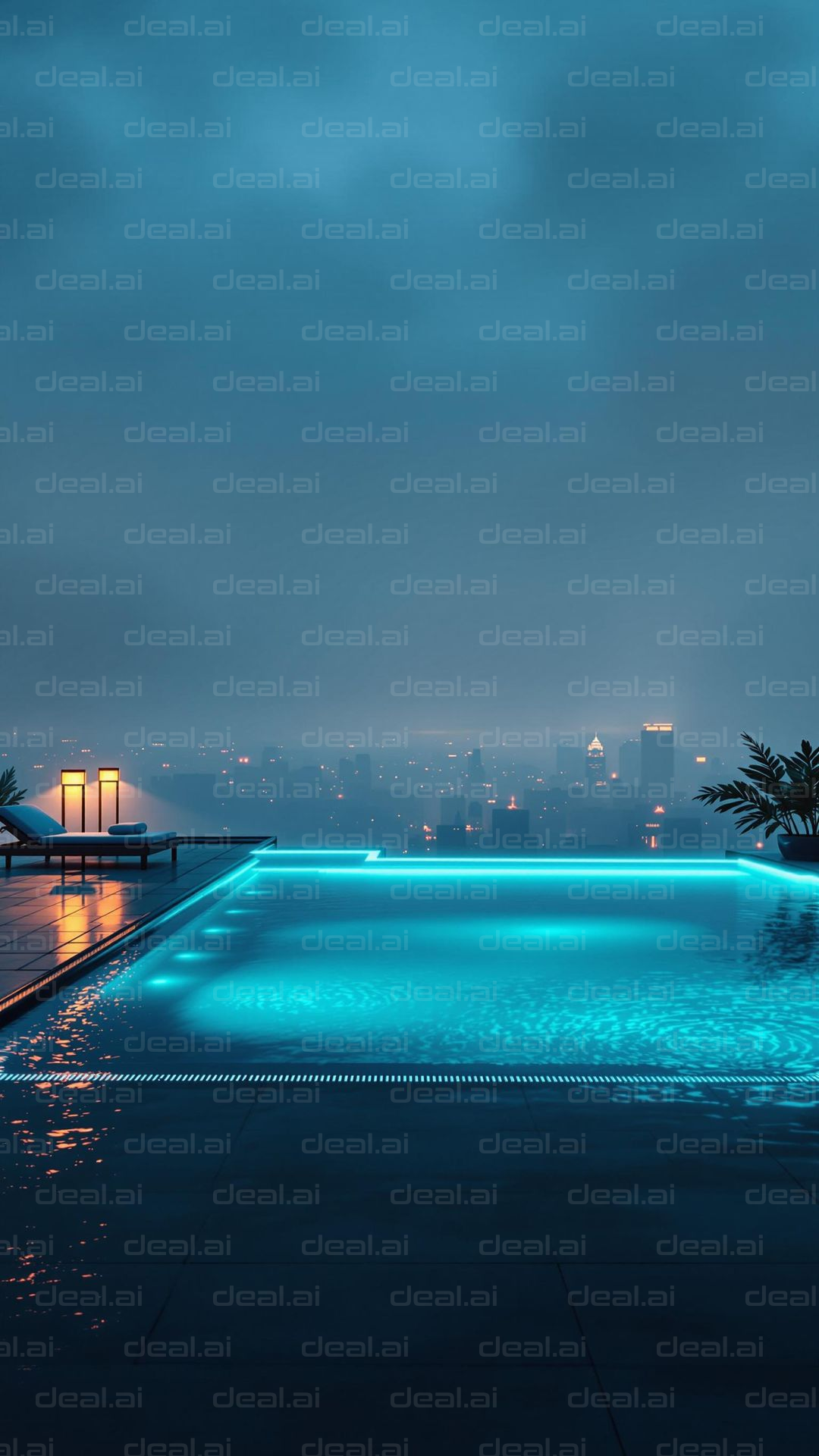 Skyline Serenity at Night Pool