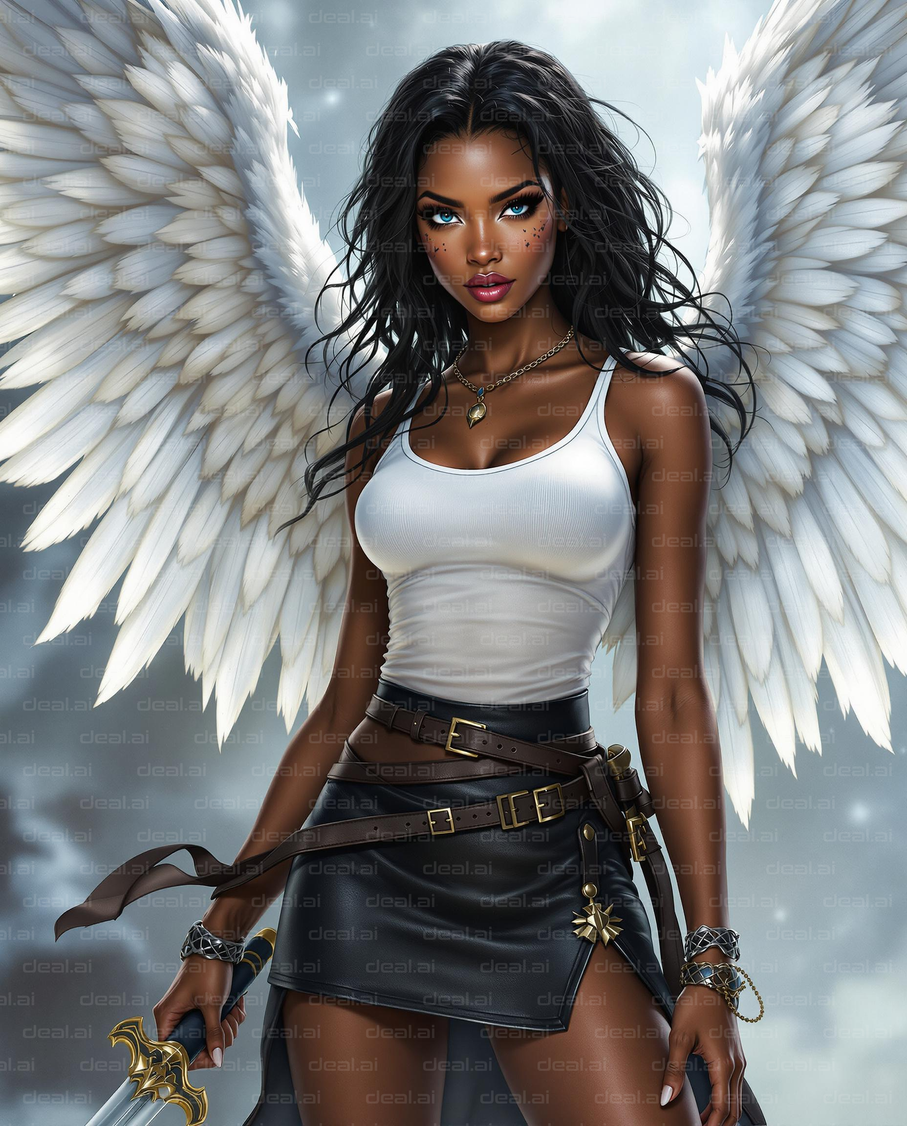 Warrior Angel With White Wings