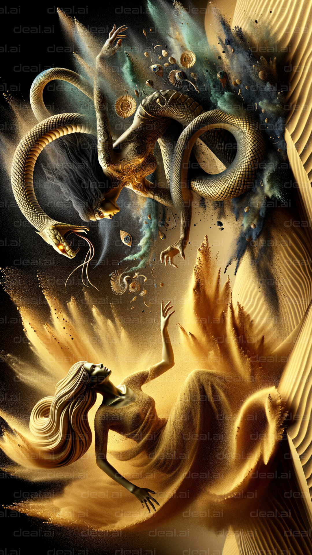 "Golden Serpent Dreamscape"