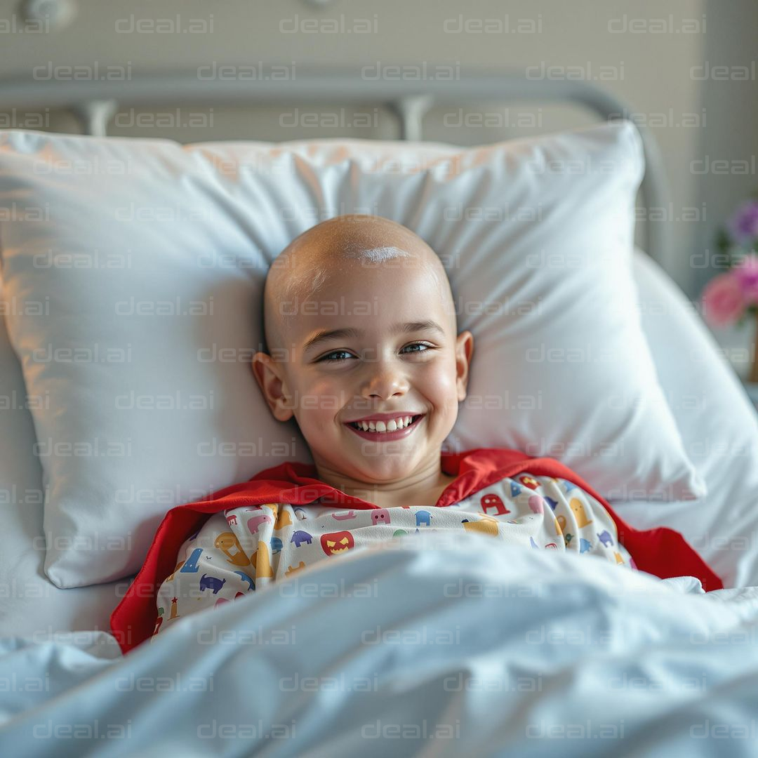 "Superhero Smile in Hospital Bed"