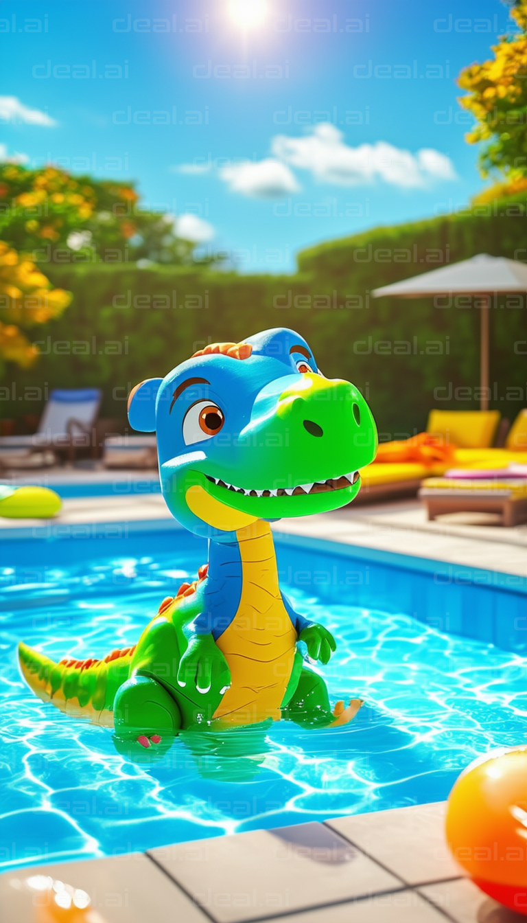 Inflatable Dinosaur Toy in Pool Fun