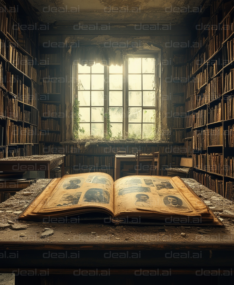 "Ancient Library with Photo Album"