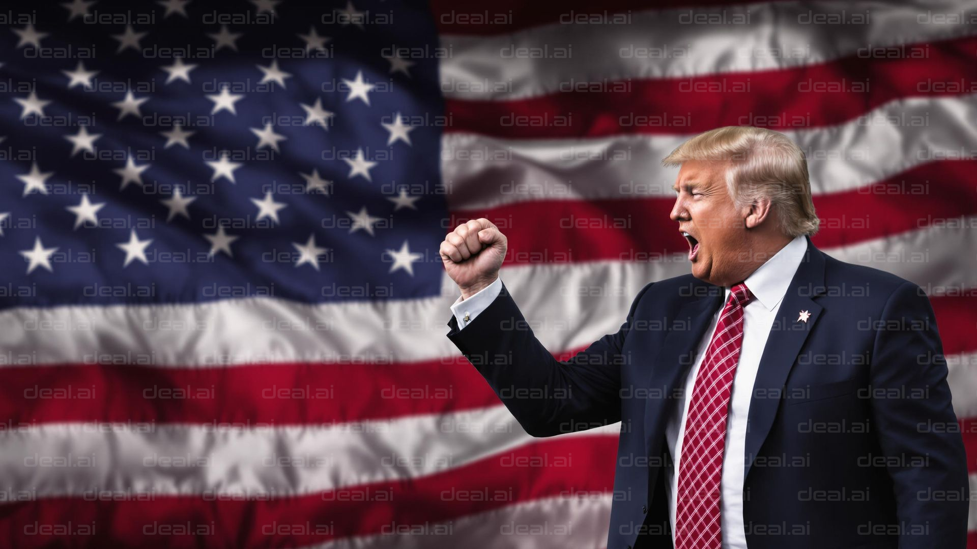 Patriotic Gesture and Flag Display