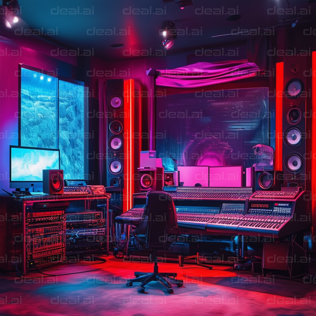 Vibrant Music Studio with Neon Lighting