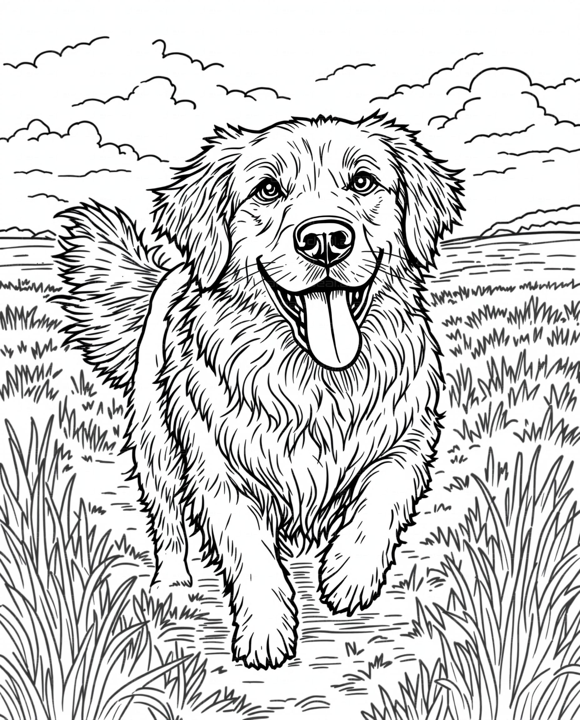 "Joyful Dog in the Meadow"