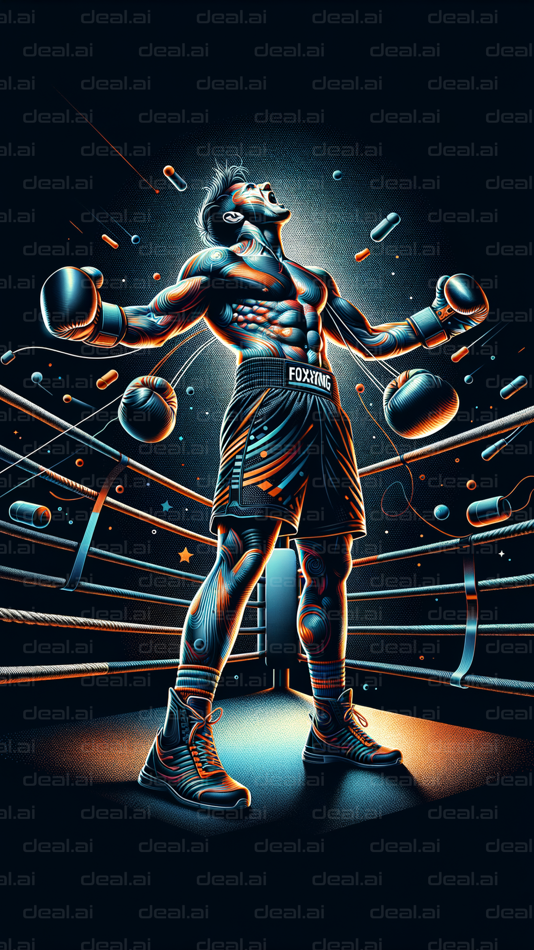 "Victory Roar in the Boxing Ring"