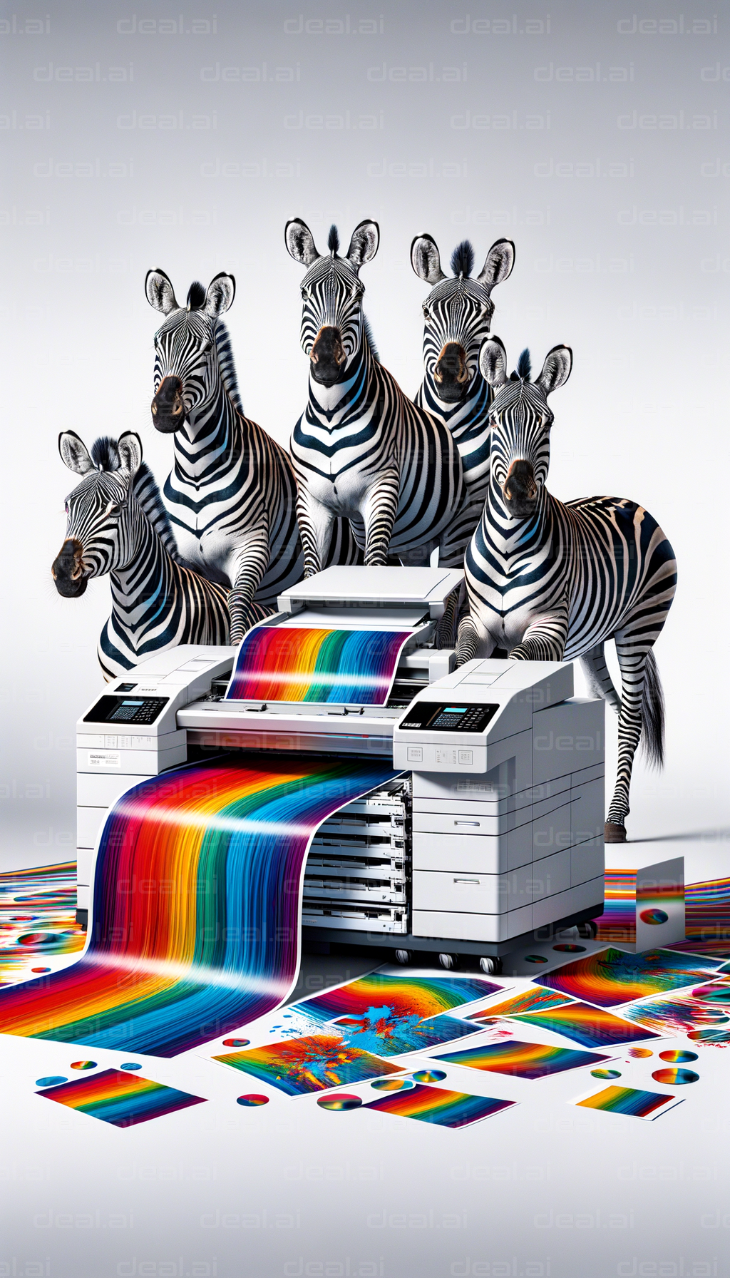 Zebras Admire Rainbow Prints