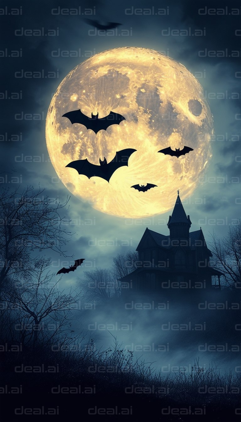 Spooky Night: Bats and Haunted Mansion