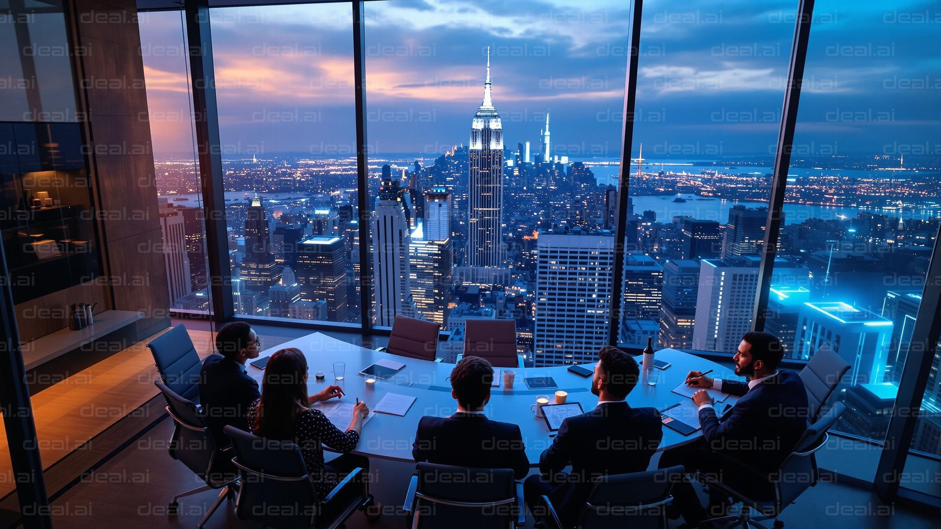 Skyline Meeting at Sunset