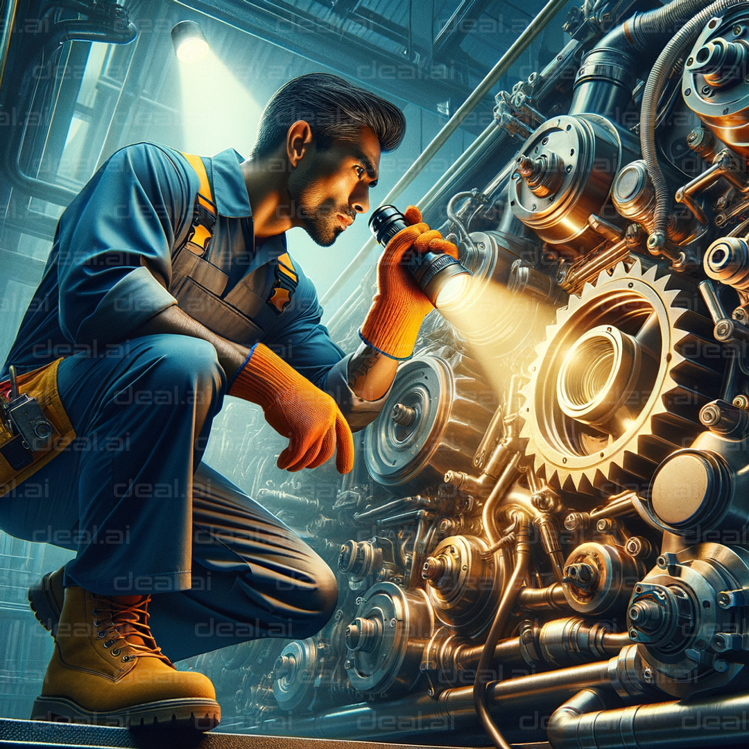 Engineer Inspecting Industrial Machinery