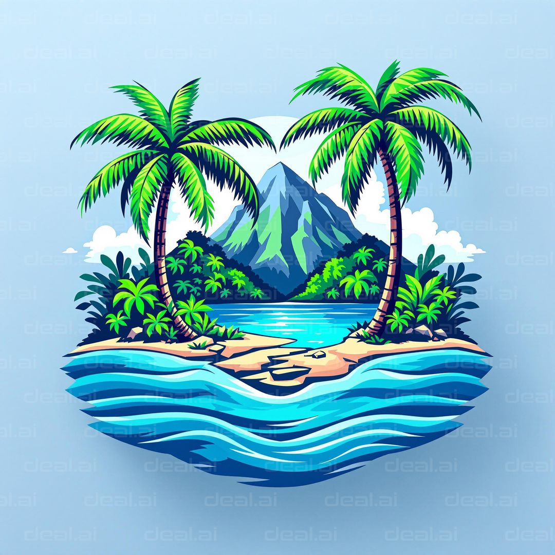 Tropical Island Escape Illustration