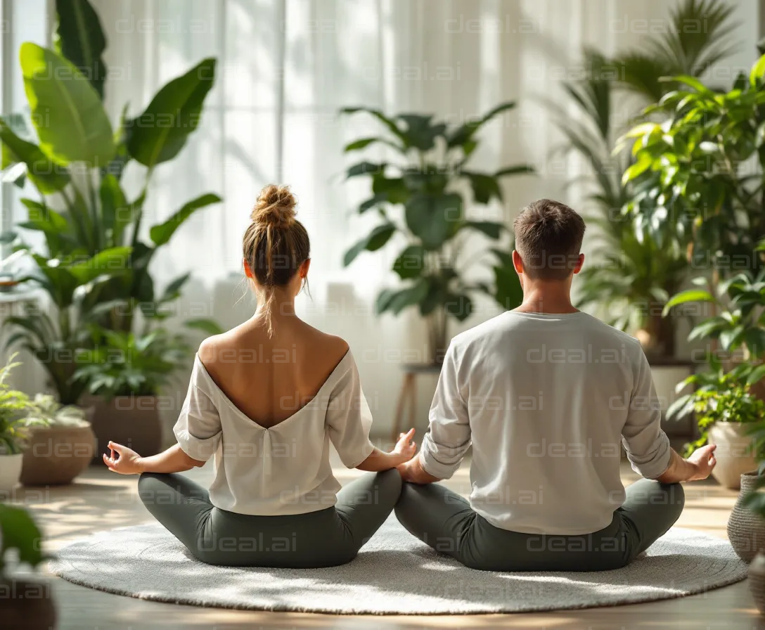 Couple Meditating in Green Space
