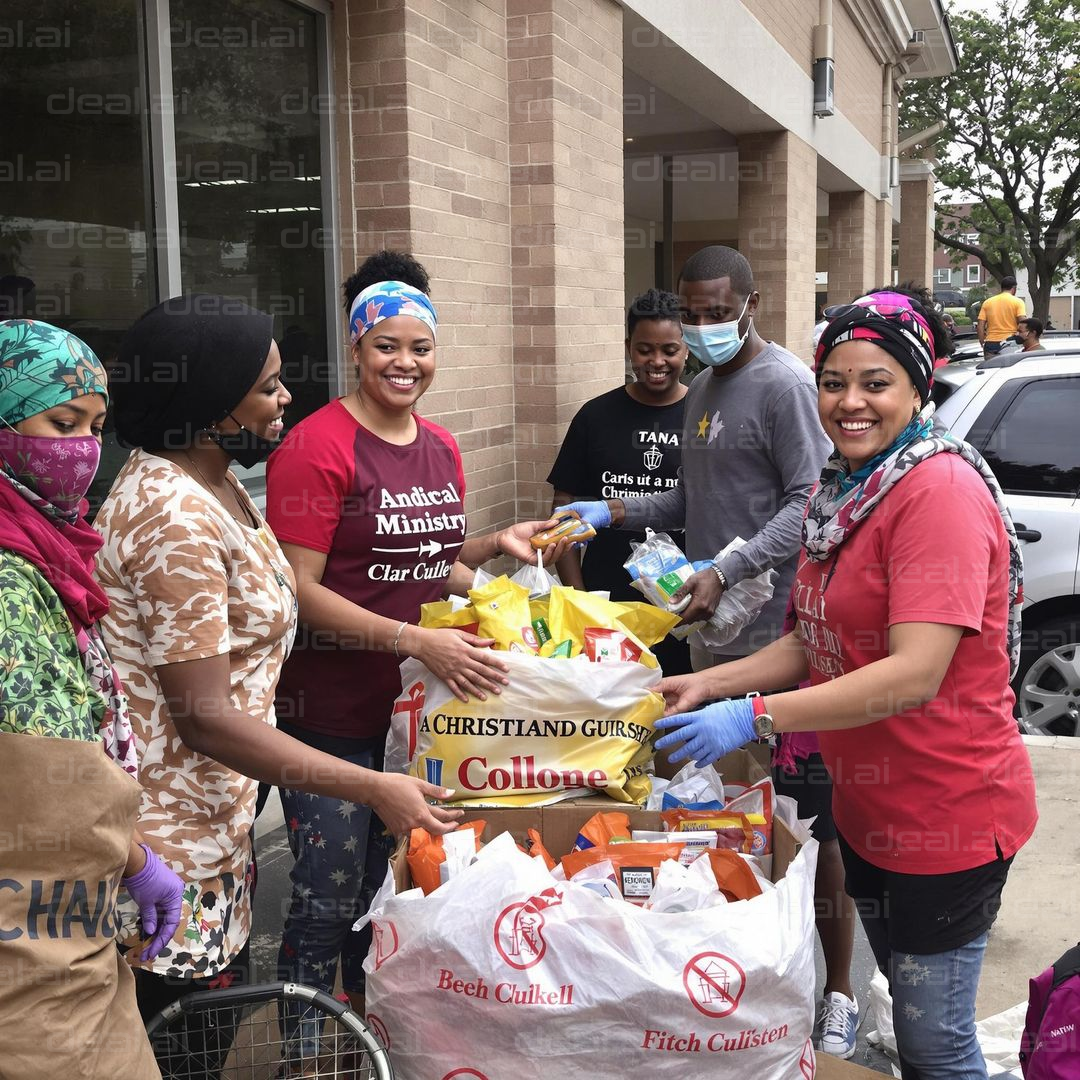 Community Food Drive Volunteers Smiling