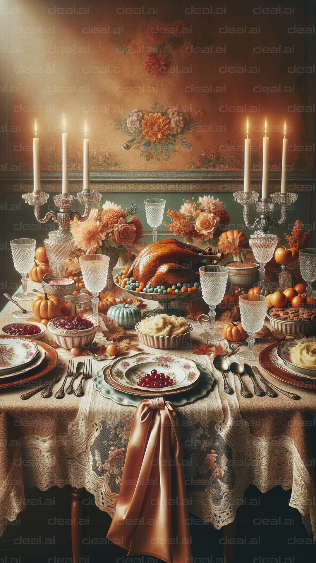 Elegant Thanksgiving Feast Table Setting