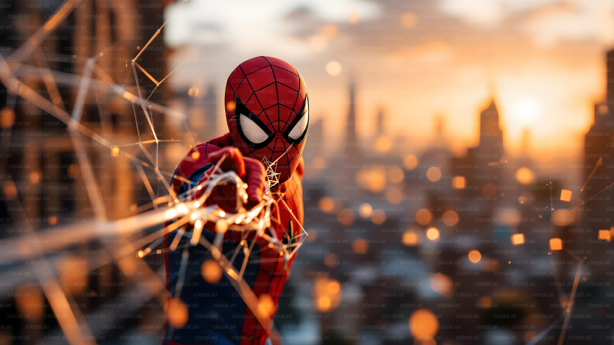 "Heroic Web-Slinger at Dusk"