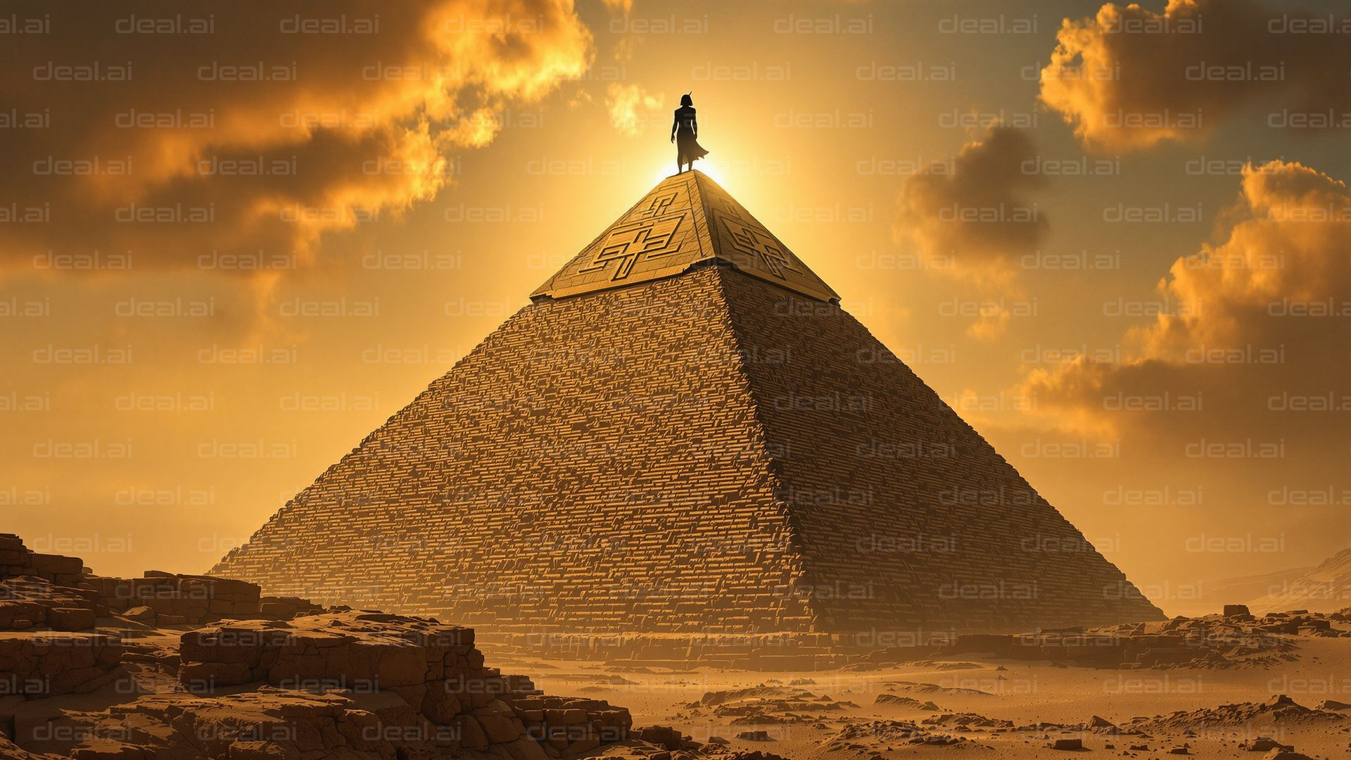 Figure atop Sunlit Pyramid