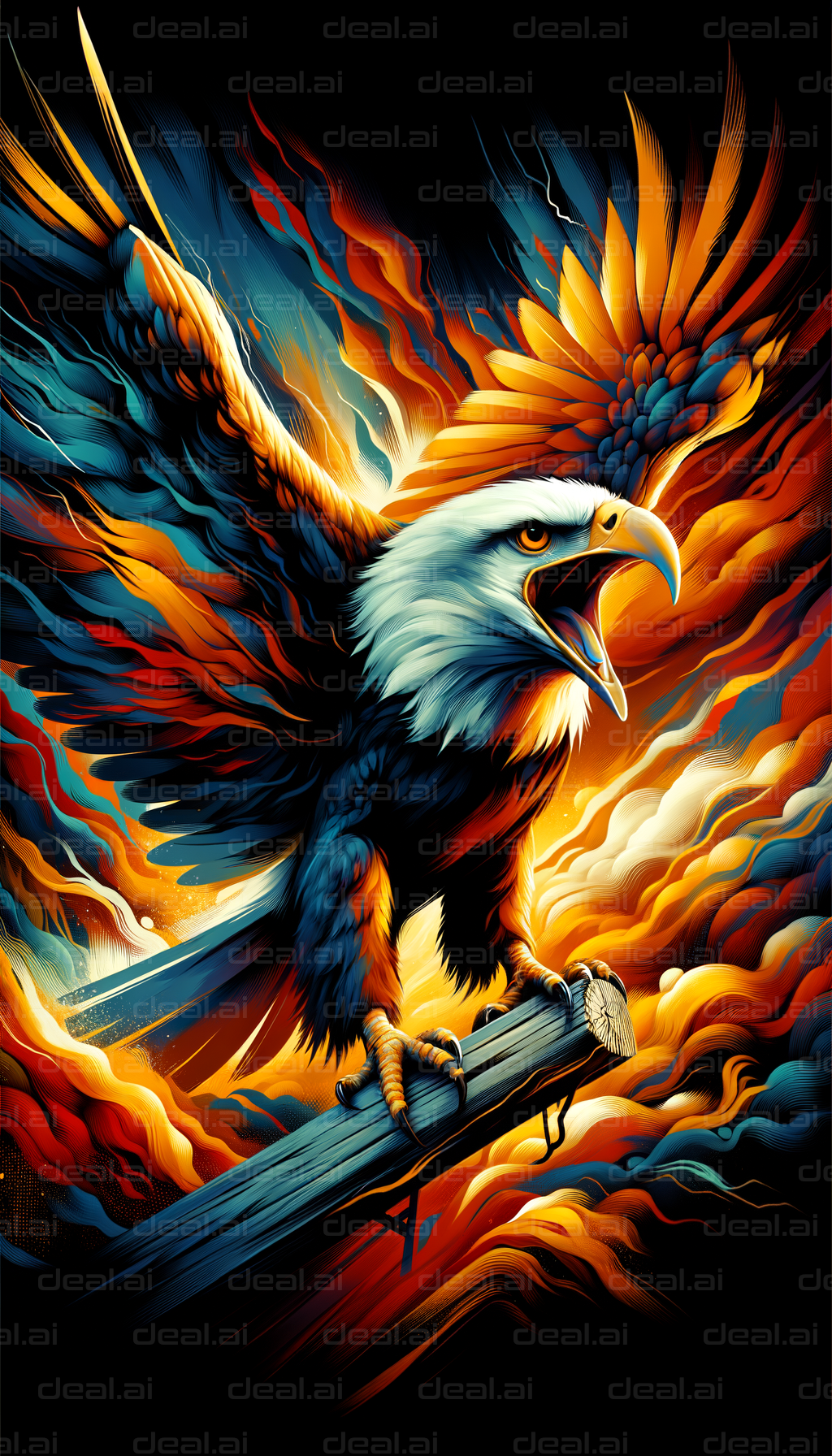 "Fiery Eagle in Flight"