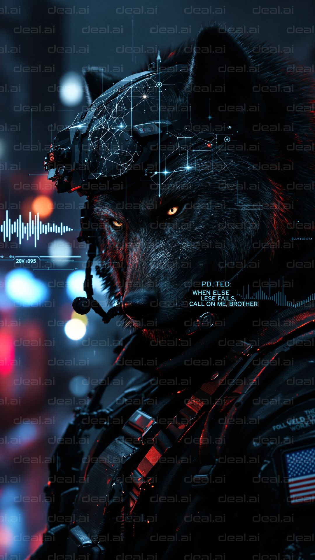 Futuristic Cyber Wolf Warrior