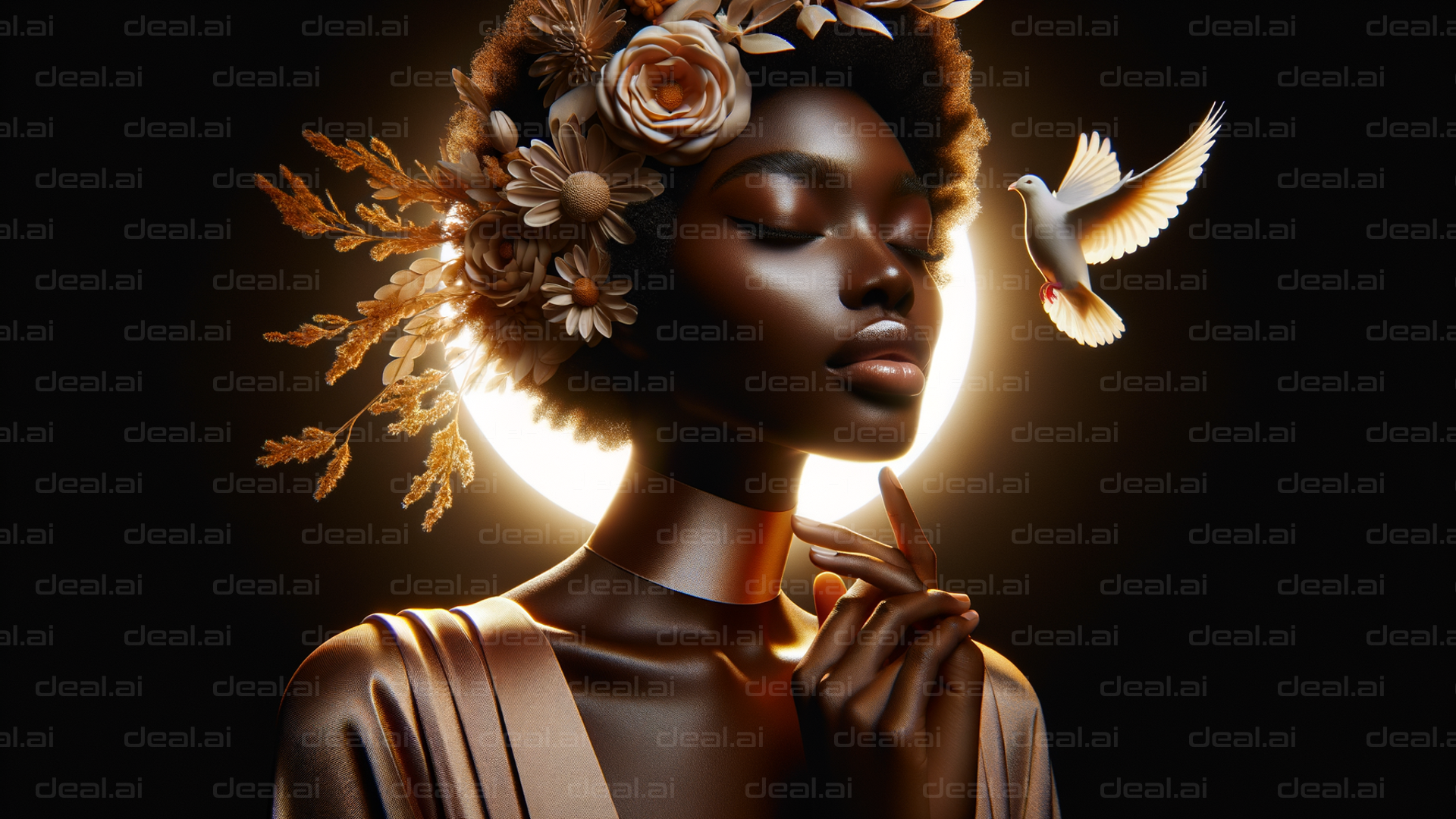 "Radiant Serenity: Woman and Dove"