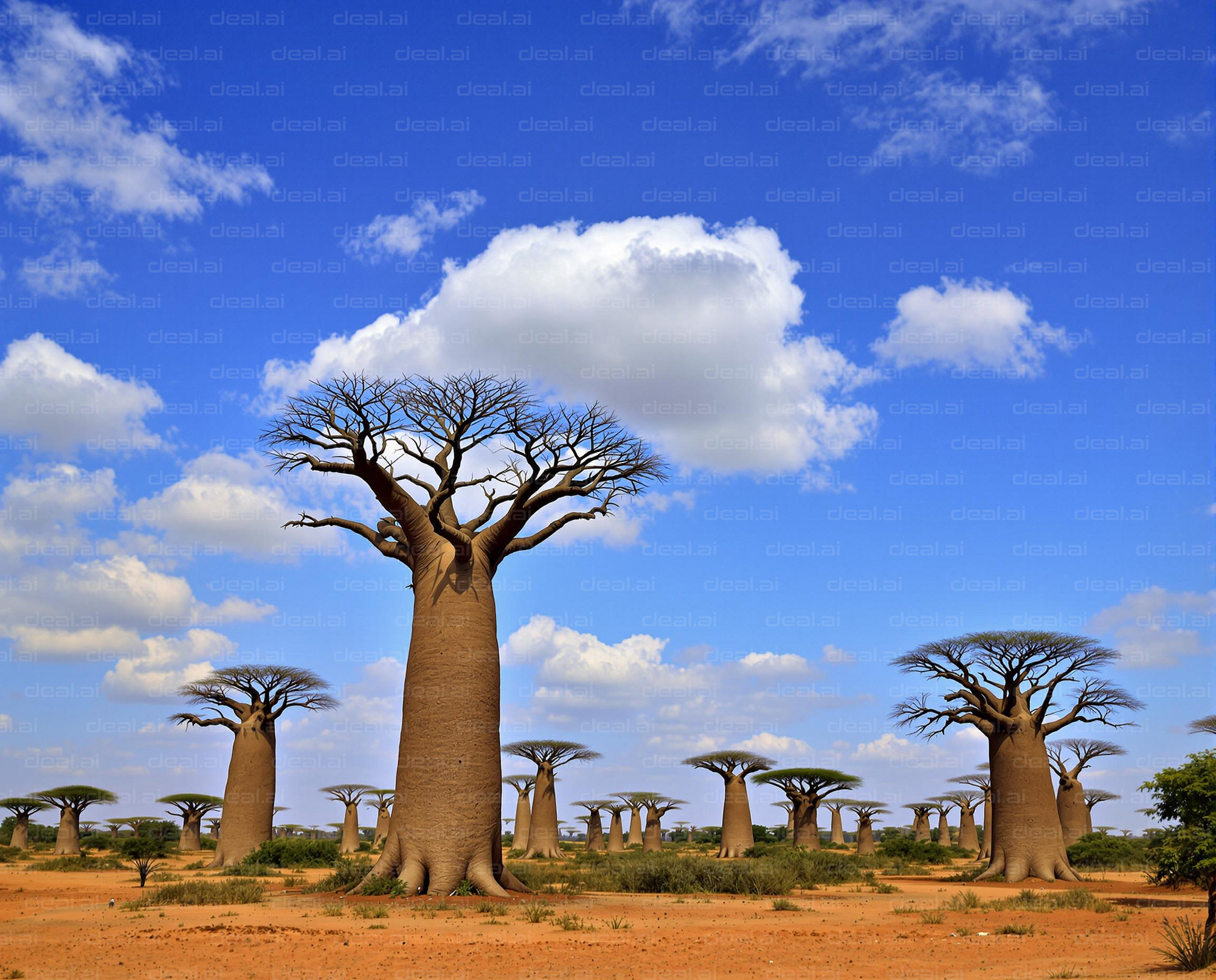 Baobab Trees Under Blue Sky