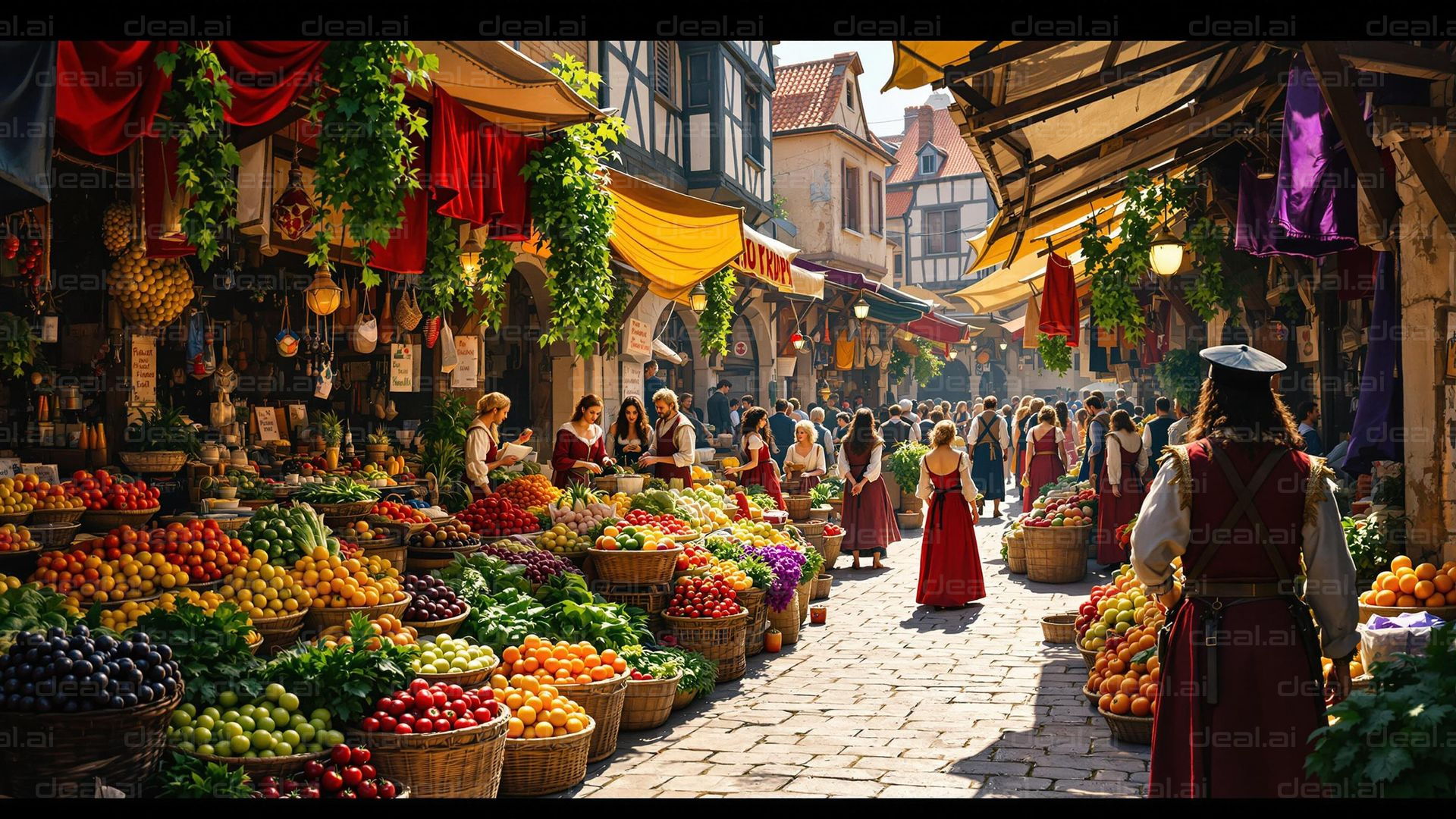 Vibrant Medieval Market Scene