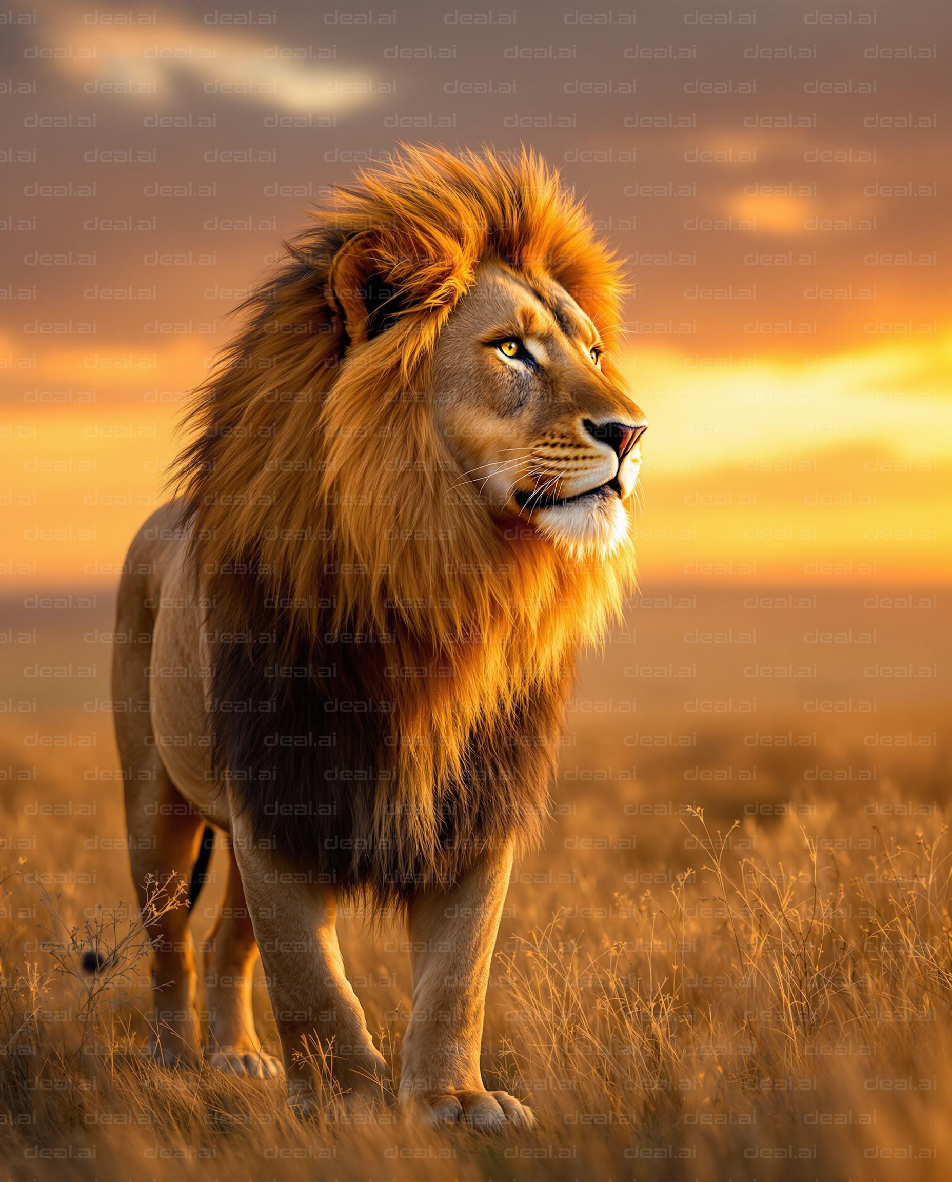 Majestic Lion at Sunset