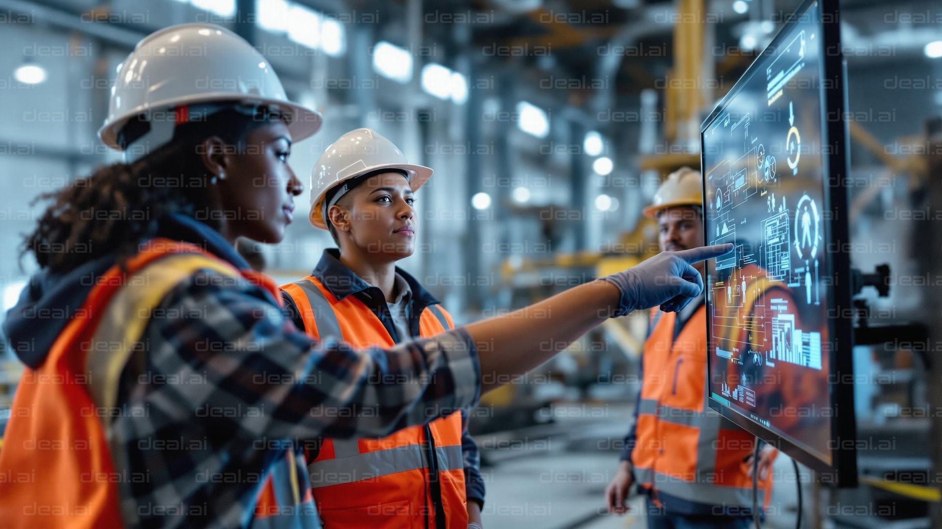 "Engineers Analyzing Digital Interface"