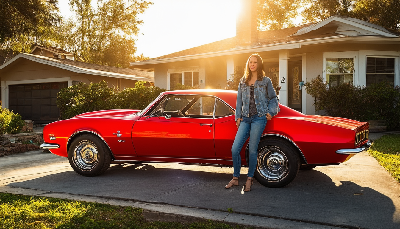 Classic Car and Sunlit Nostalgia