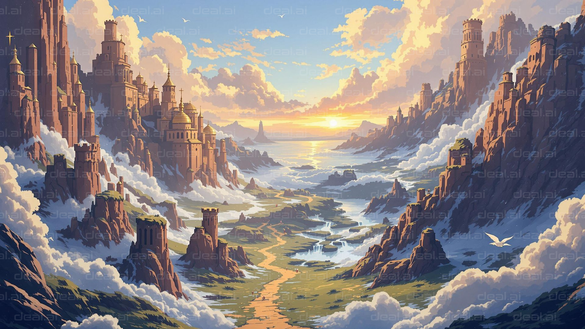 "Sunset Over Fantasy Citadel"