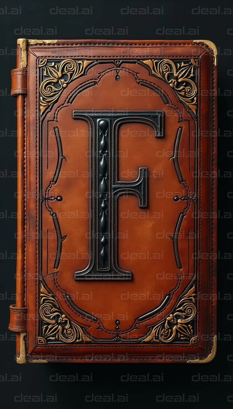 Ornate Leather Book With Letter F