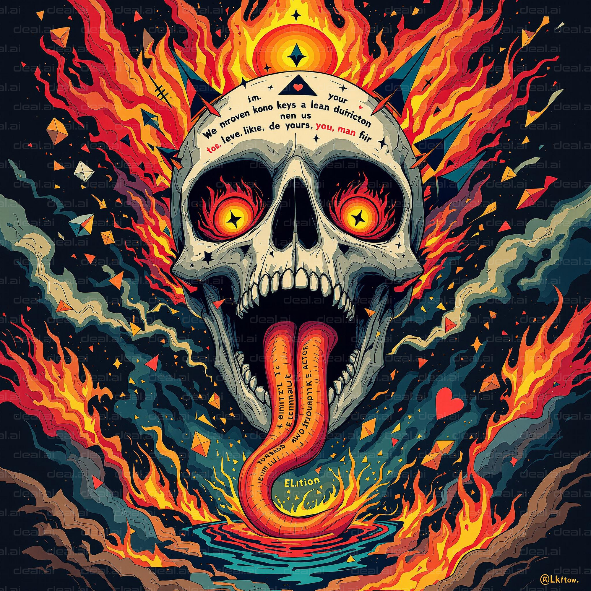 Fiery Skull and Flames Eruption