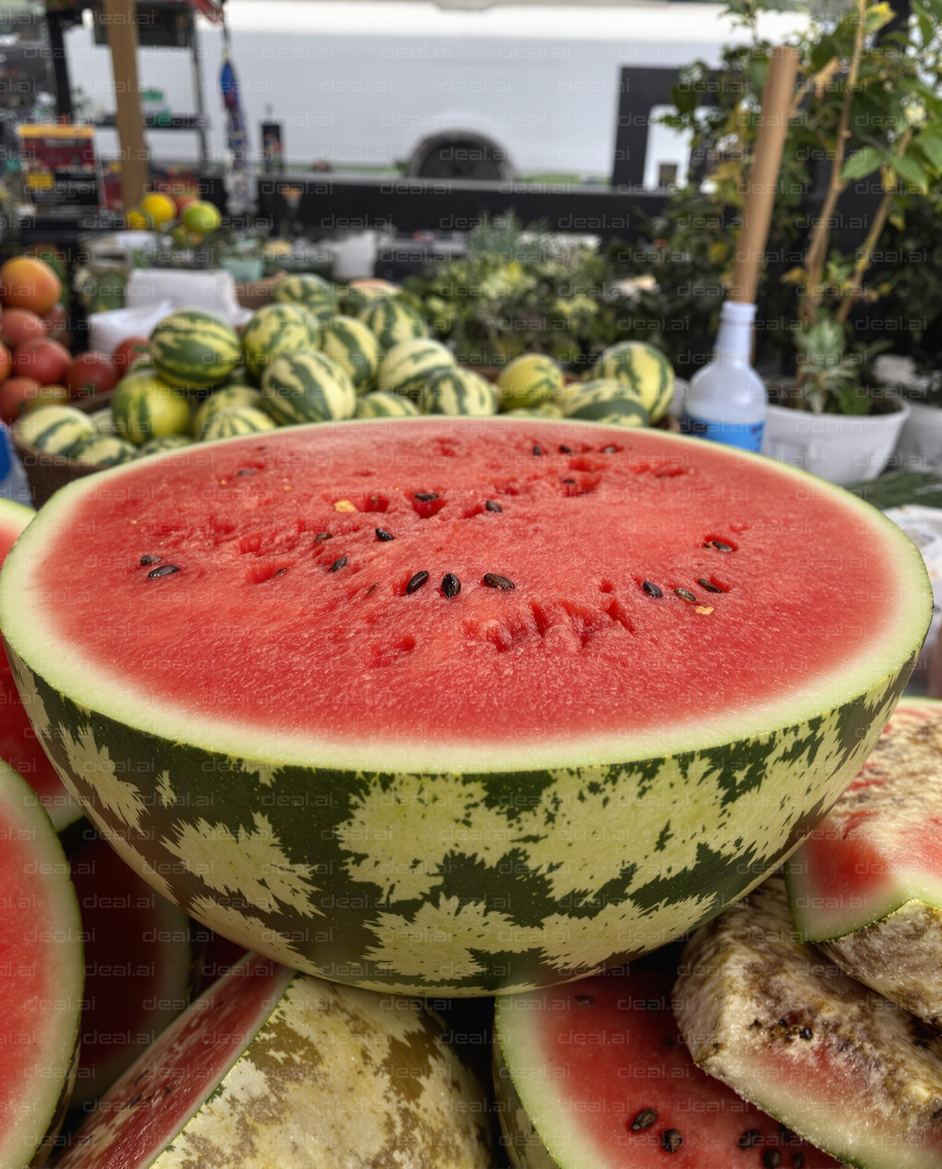 "Fresh Market Watermelon Display"