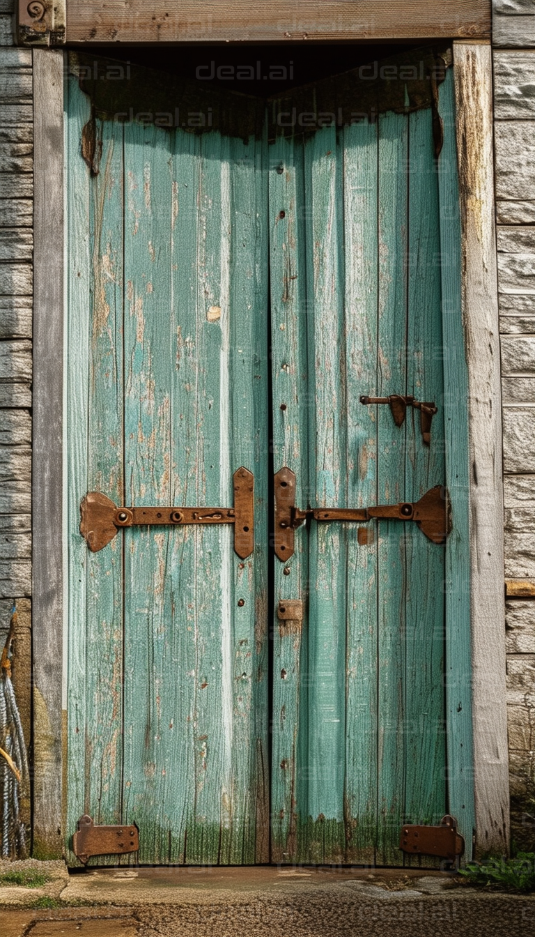 Weathered Turquoise Barn Door