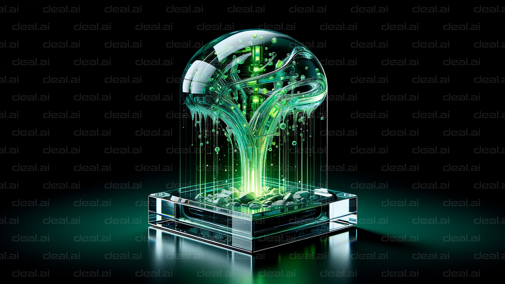 "Futuristic Bioluminescent Display"