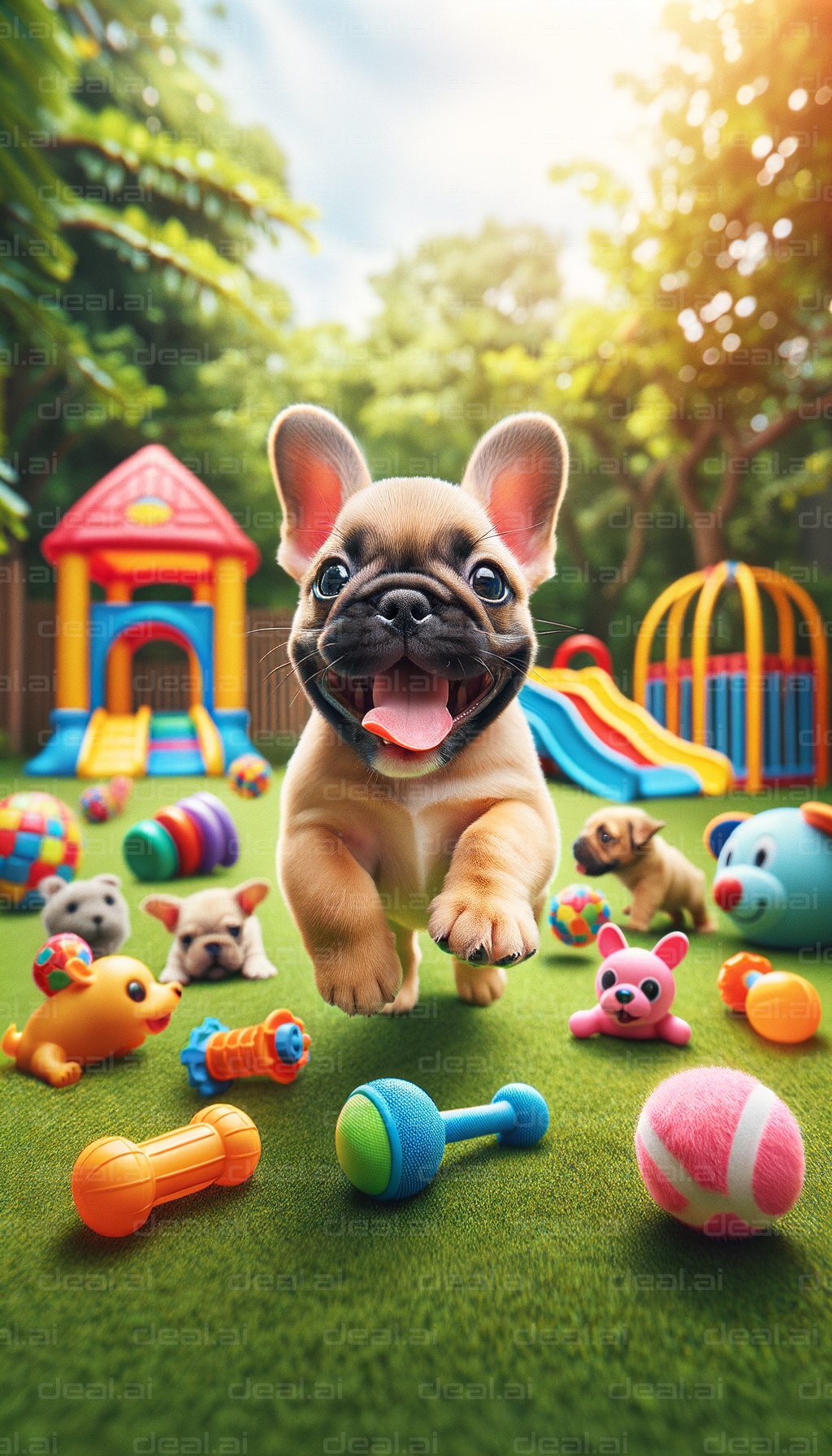 "Joyful Puppy in Playful Playground"